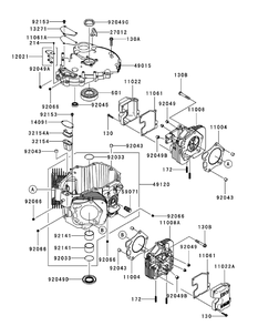 Fx1000v-As00 Cylinder Crankcase Diagram and Parts List for M72-KW 53AI8CTZ750-37HP-OHV Cub Cadet Lawn Tractor
